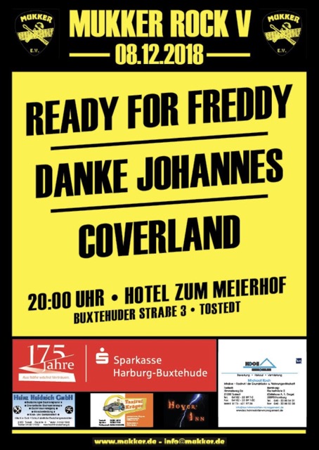Mukker Rock V am 08.12.2018 mit Ready For Freddy, Danke Johannes, Coverland