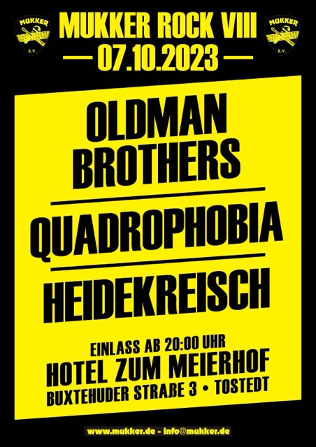 Mukker Rock VIII am 07.10.23 im Meierhof mit Oldman Brothers, Quadrophobia, Heidekreisch